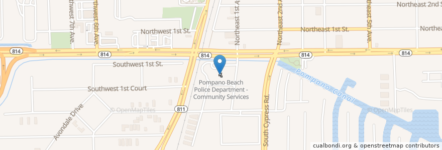 Mapa de ubicacion de Pompano Beach Police Department - Community Services en Amerika Birleşik Devletleri, Florida, Broward County, Pompano Beach.