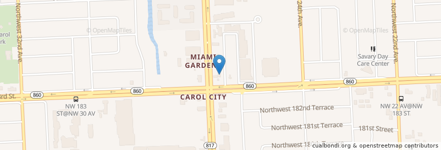 Mapa de ubicacion de Miami - Dade County Police Department en United States, Florida, Miami-Dade County, Miami Gardens.