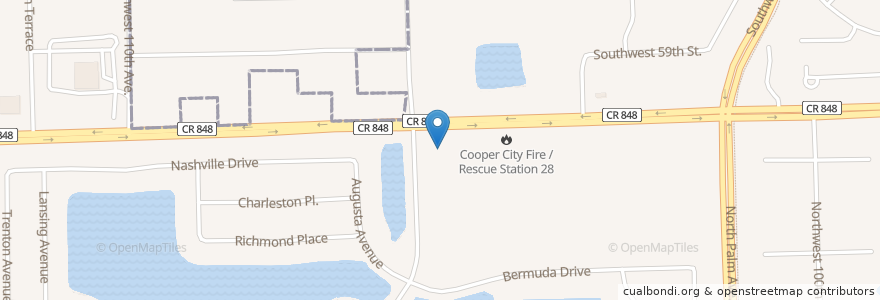 Mapa de ubicacion de Cooper City Police Department en 美利坚合众国/美利堅合眾國, 佛罗里达州/佛羅里達州, Broward County, Cooper City.
