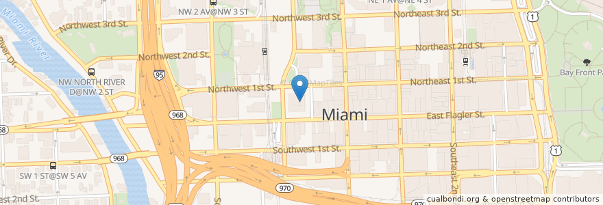 Mapa de ubicacion de Miami - Dade County Police Department en Amerika Birleşik Devletleri, Florida, Miami-Dade County, Miami.