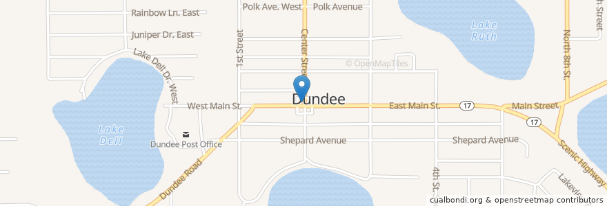 Mapa de ubicacion de Dundee Police Department en Stati Uniti D'America, Florida, Polk County, Dundee.