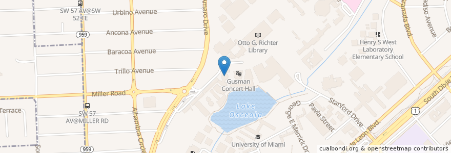 Mapa de ubicacion de Ring Theater en 美利坚合众国/美利堅合眾國, 佛罗里达州/佛羅里達州, 迈阿密-戴德县/邁亞美戴德縣/邁阿密-戴德郡, Coral Gables.