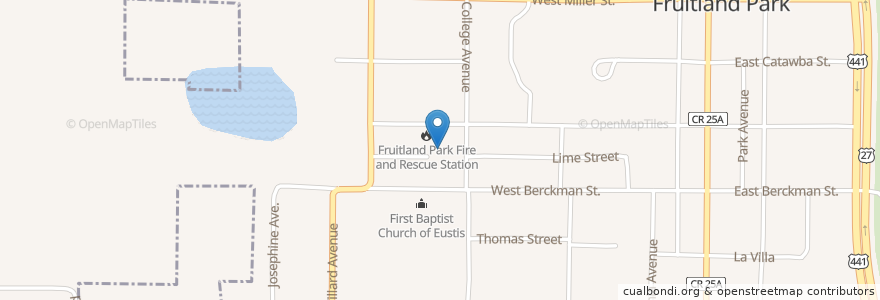Mapa de ubicacion de Fruitland Park City Hall en Verenigde Staten, Florida, Lake County, Fruitland Park.