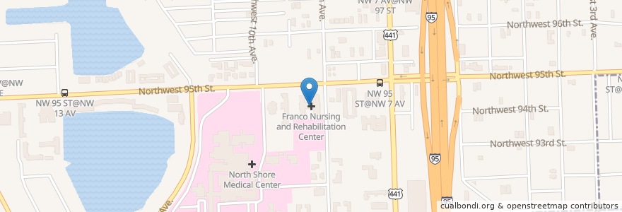 Mapa de ubicacion de Franco Nursing and Rehabilitation Center en 美利坚合众国/美利堅合眾國, 佛罗里达州/佛羅里達州, 迈阿密-戴德县/邁亞美戴德縣/邁阿密-戴德郡.