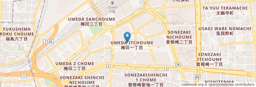 Mapa de ubicacion de 蛸之徹 en Japan, 大阪府, Osaka, 北区.