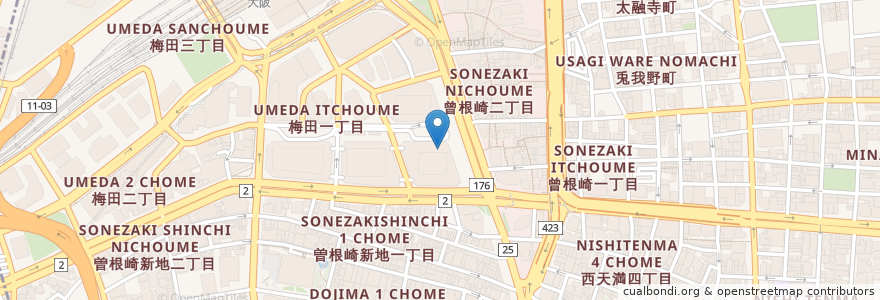 Mapa de ubicacion de 餃子の王将 en Japan, Osaka Prefecture, Osaka, Kita Ward.