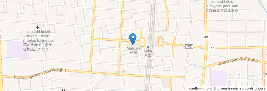 Mapa de ubicacion de 白蘭酒家 en 日本, 埼玉県, 草加市.