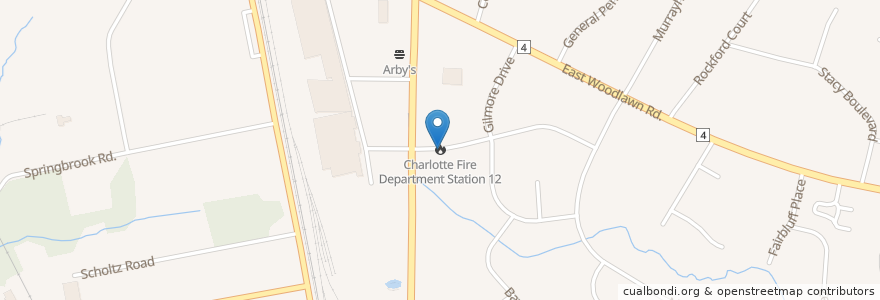 Mapa de ubicacion de Charlotte Fire Department Station 12 en United States, North Carolina, Mecklenburg County, Charlotte.