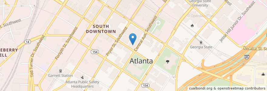Mapa de ubicacion de Fulton County Courthouse en アメリカ合衆国, ジョージア州, Fulton County, Atlanta.