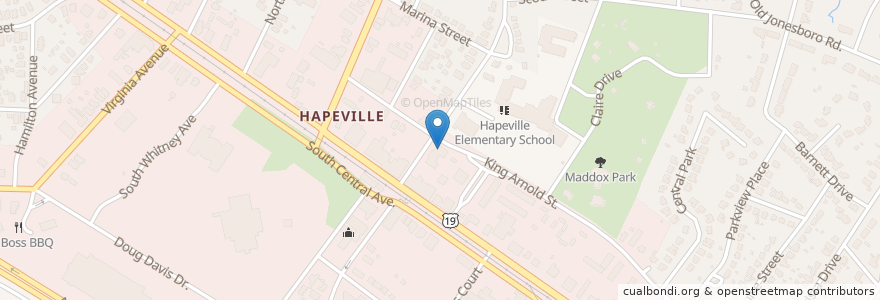 Mapa de ubicacion de Hapeville Station 1 Fire Station en アメリカ合衆国, ジョージア州, Fulton County, Hapeville.