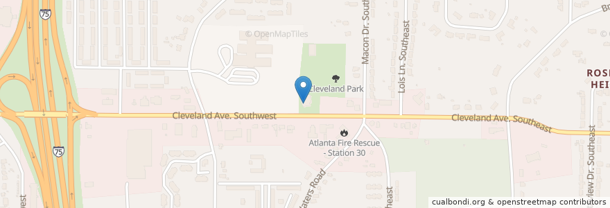 Mapa de ubicacion de Cleveland Avenue Library en الولايات المتّحدة الأمريكيّة, جورجيا, Fulton County, Atlanta.
