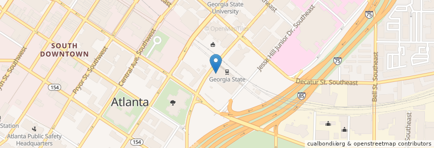 Mapa de ubicacion de Atlanta Police Station Headquarters en アメリカ合衆国, ジョージア州, Fulton County, Atlanta.