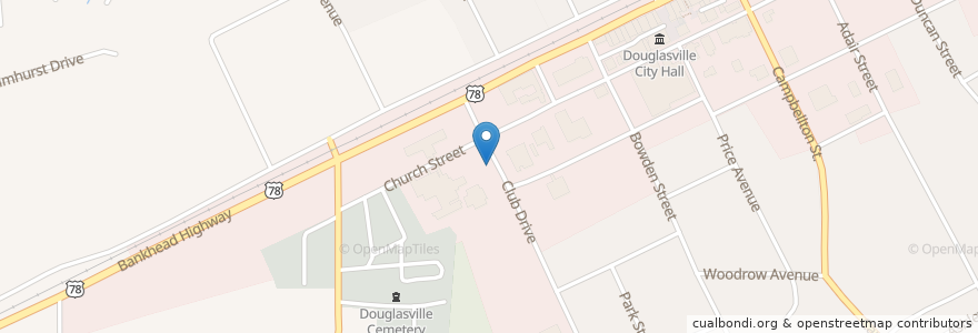Mapa de ubicacion de Douglasville Police Station en 美利坚合众国/美利堅合眾國, 喬治亞州, Douglas County, Douglasville.
