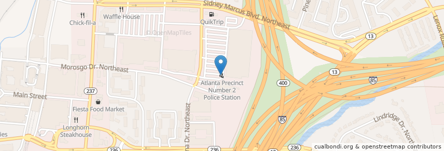 Mapa de ubicacion de Atlanta Precinct Number 2 Police Station en Amerika Syarikat, Georgia, Fulton County, Atlanta.