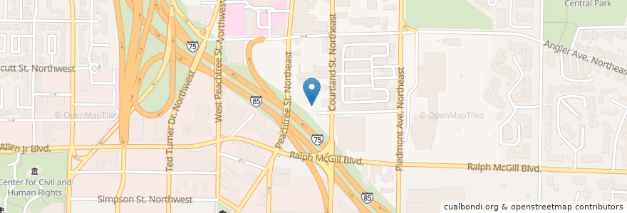 Mapa de ubicacion de On Stage Atlanta Theatre en 美利坚合众国/美利堅合眾國, 喬治亞州, Fulton County, Atlanta.
