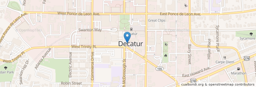 Mapa de ubicacion de Decatur City Hall en États-Unis D'Amérique, Géorgie, Dekalb County, Decatur.
