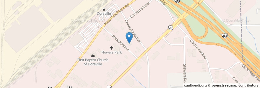 Mapa de ubicacion de Doraville City Hall en Amerika Syarikat, Georgia, Dekalb County, Doraville.