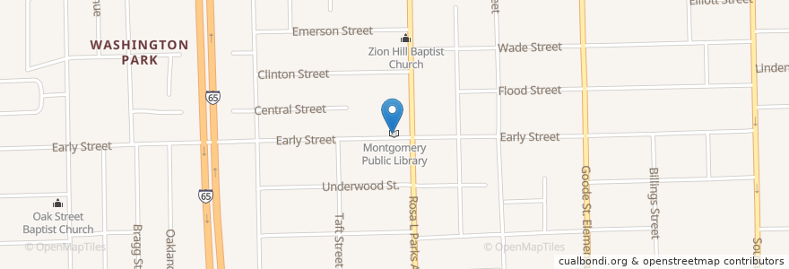 Mapa de ubicacion de Montgomery Public Library en United States, Alabama, Montgomery County, Montgomery.