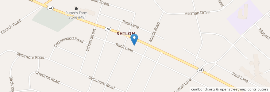 Mapa de ubicacion de Shiloh Fire Company Station Number 502 en United States, Pennsylvania, West Manchester Township.