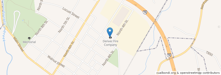 Mapa de ubicacion de Denver Fire Company en Stati Uniti D'America, Pennsylvania, Lancaster County, Denver.