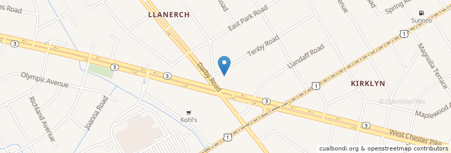 Mapa de ubicacion de Llanerch Fire Station en 미국, 펜실베이니아, Delaware County, Haverford Township.