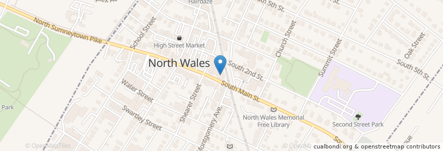 Mapa de ubicacion de North Penn Station 62-A Fire Station en 美利坚合众国/美利堅合眾國, 宾夕法尼亚 / 賓夕法尼亞州, Montgomery County, Upper Gwynedd Township, North Wales.