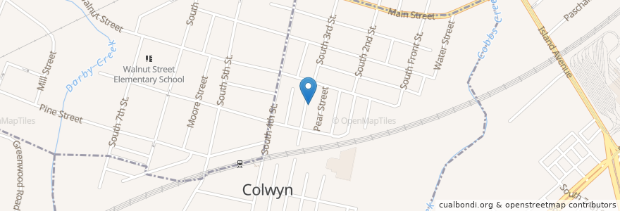 Mapa de ubicacion de Colwyn Fire Station en Stati Uniti D'America, Pennsylvania, Delaware County, Colwyn.