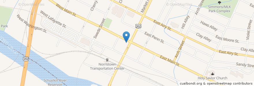 Mapa de ubicacion de Humane-Norristown Station 27-C Fire Station en Соединённые Штаты Америки, Пенсильвания, Montgomery County, Norristown.