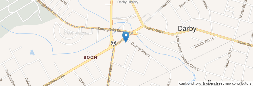 Mapa de ubicacion de Darby Company 1 Fire Station en Amerika Birleşik Devletleri, Pensilvanya, Delaware County, Collingdale, Darby.
