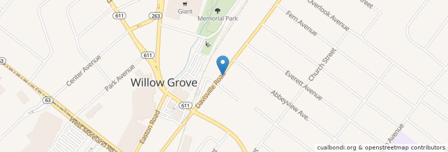 Mapa de ubicacion de Willow Grove Station 10-A Fire Station en الولايات المتّحدة الأمريكيّة, بنسيلفانيا, Montgomery County, Upper Moreland Township.