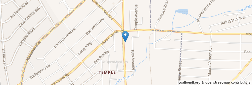 Mapa de ubicacion de Temple Fire Company en الولايات المتّحدة الأمريكيّة, بنسيلفانيا, Berks County, Muhlenberg Township.