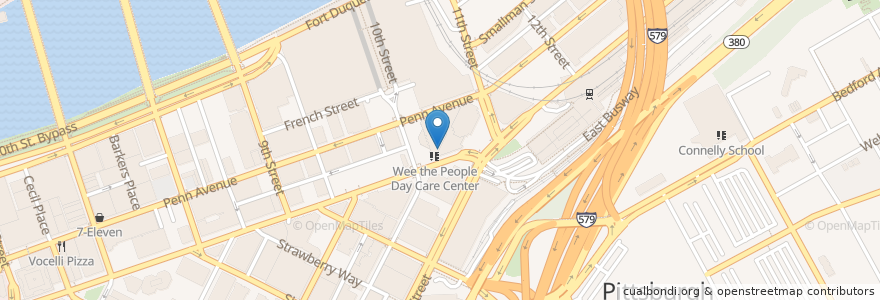 Mapa de ubicacion de Wee the People Day Care Center en 미국, 펜실베이니아, Allegheny County, Pittsburgh.