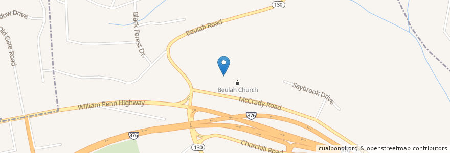 Mapa de ubicacion de Beulah Christian Preschool en ایالات متحده آمریکا, پنسیلوانیا, Allegheny County, Churchill.