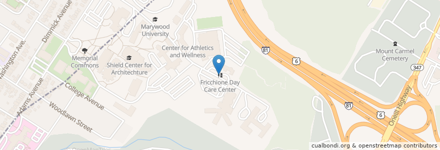 Mapa de ubicacion de Fricchione Day Care Center en アメリカ合衆国, ペンシルベニア州, Lackawanna County, Dunmore.