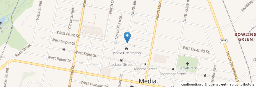Mapa de ubicacion de Media-Upper Providence Library en Estados Unidos De América, Pensilvania, Delaware County, Media.