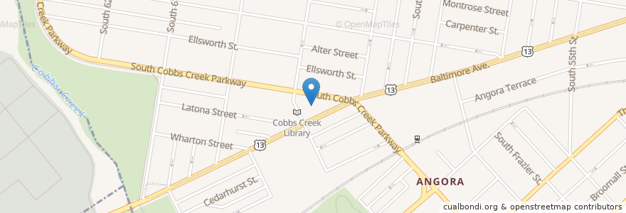 Mapa de ubicacion de Philadelphia Library Branch - Blanche A. Nixon en Amerika Syarikat, Pennsylvania, Delaware County, Philadelphia.