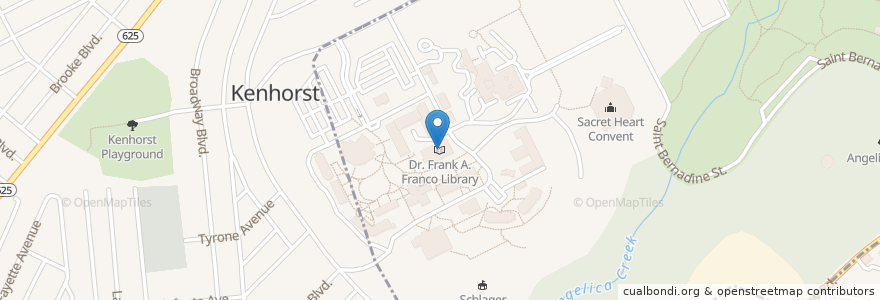 Mapa de ubicacion de Dr. Frank A. Franco Library en United States, Pennsylvania, Berks County, Reading.