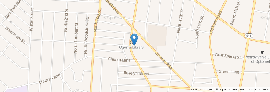 Mapa de ubicacion de Ogontz Library en United States, Pennsylvania, Philadelphia County, Philadelphia.