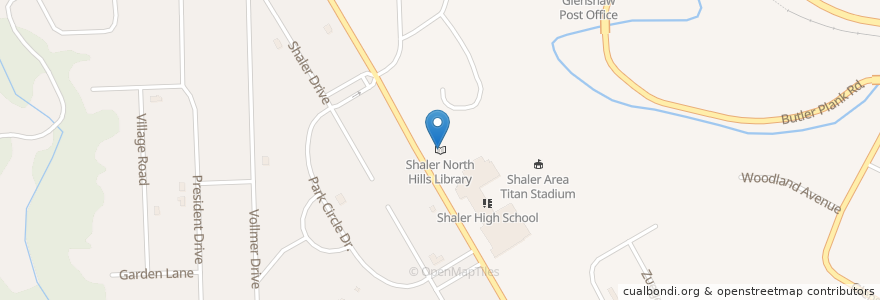 Mapa de ubicacion de Shaler North Hills Library en アメリカ合衆国, ペンシルベニア州, Allegheny County, Shaler Township.