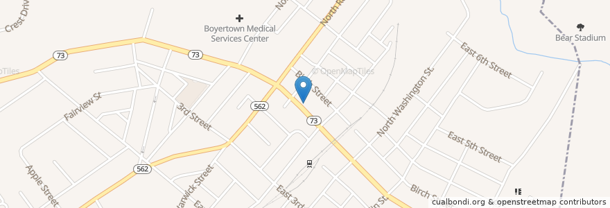 Mapa de ubicacion de J. K. Boyer Boyertown Community Library en United States, Pennsylvania, Berks County, Boyertown, Colebrookdale Township.