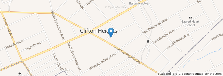 Mapa de ubicacion de Clifton Heights Police Department en Соединённые Штаты Америки, Пенсильвания, Delaware County, Clifton Heights.