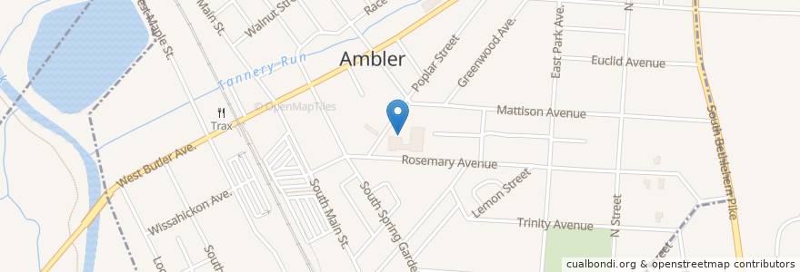 Mapa de ubicacion de Ambler Police Station en Соединённые Штаты Америки, Пенсильвания, Montgomery County, Ambler.