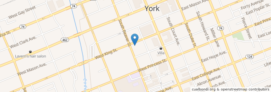 Mapa de ubicacion de York City Police Department en Amerika Birleşik Devletleri, Pensilvanya, York.