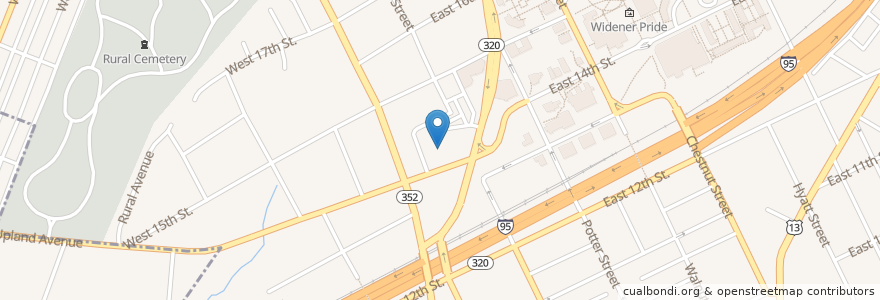 Mapa de ubicacion de Chester Station 82 and Fire Headquarters en الولايات المتّحدة الأمريكيّة, بنسيلفانيا, Delaware County, Chester.