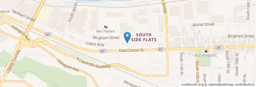 Mapa de ubicacion de Pittsburgh City Theatre en 미국, 펜실베이니아, Allegheny County, Pittsburgh.
