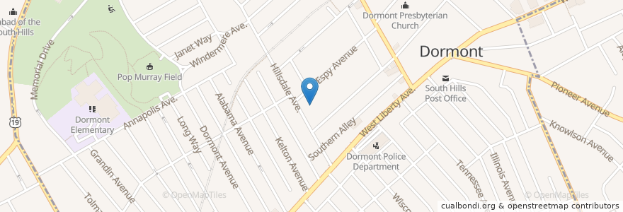 Mapa de ubicacion de Dormont Police Department en Estados Unidos De América, Pensilvania, Allegheny County, Dormont.