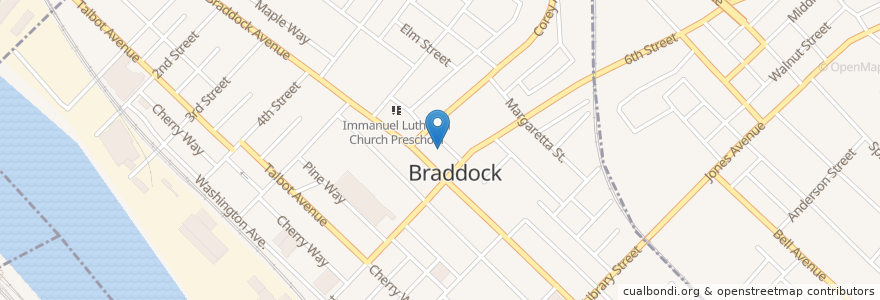 Mapa de ubicacion de Braddock Police Department en Estados Unidos De América, Pensilvania, Allegheny County, Braddock.