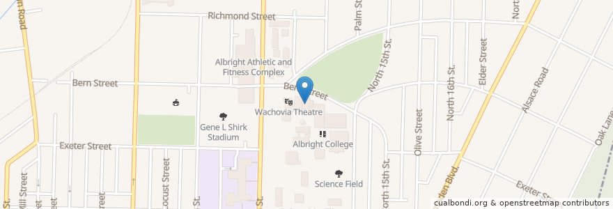 Mapa de ubicacion de Wachovia Theatre en Соединённые Штаты Америки, Пенсильвания, Berks County, Reading.