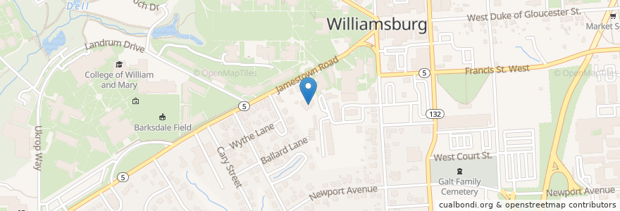 Mapa de ubicacion de Sarah Ives Gore Child Care Center en ایالات متحده آمریکا, ویرجینیا, Williamsburg.