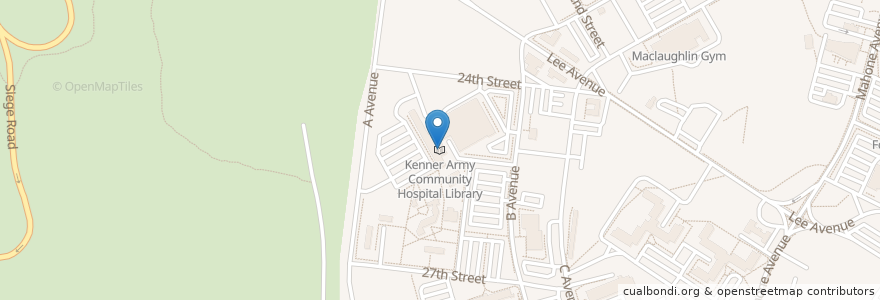 Mapa de ubicacion de Kenner Army Community Hospital Library en Estados Unidos Da América, Virgínia, Prince George County.
